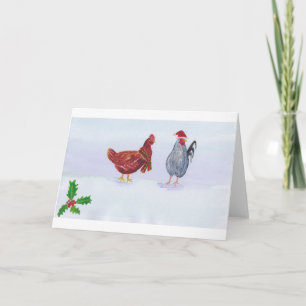 Kerstkippen met pet en een witte sjaal kaart