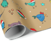 kerstkippen op goudpakpapier cadeaupapier (Rol Hoek)