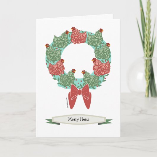 Kerstkippen op krans/binnenpatroon.v2 feestdagen kaart (Voorkant)