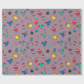 kerstkippen paars verpakkingspapier cadeaupapier (Vlak)