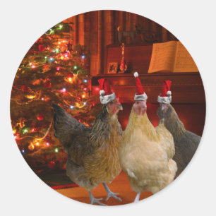kerstkippen ronde sticker