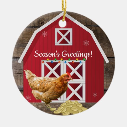 Kerstkippenboerderij Keramisch Ornament (Voorkant)