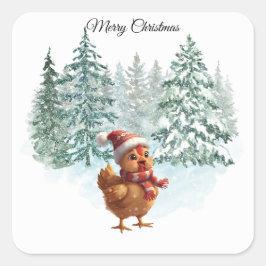 Kerstkipsticker Vierkante Sticker