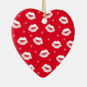 Kerstkisses rood en wit feestjes keramisch ornament (Rechts)