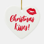 Kerstkisses rood en wit feestjes keramisch ornament (Achterkant)