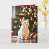 Kerstkitten bij de boom kaart (Gele Bloem)