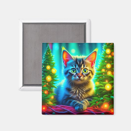 Kerstkitten en kerstbomen magneet (Voorkant / Achterkant)
