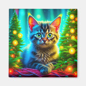 Kerstkitten en kerstbomen magneet (Voorkant)