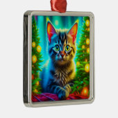 Kerstkitten en kerstbomen metalen ornament (Rechts)
