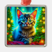 Kerstkitten en kerstbomen metalen ornament (Voorkant)