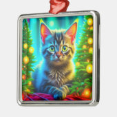 Kerstkitten en kerstbomen metalen ornament (Links)