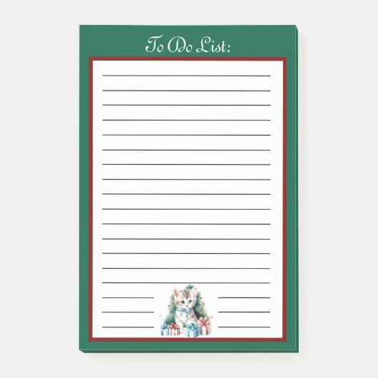Kerstkitten met Cadeaus to do lijst Post-it® Notes (Voorkant)