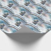 Kerstkitten met een wintersjaal cadeaupapier (Hoek)