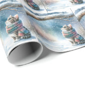 Kerstkitten met een wintersjaal cadeaupapier (Rol Hoek)