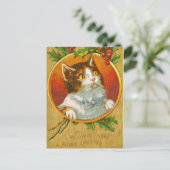Kerstkitten met holly bessen feestdagenkaart (Staand voorkant)
