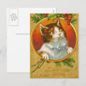 Kerstkitten met holly bessen feestdagenkaart (Voorkant / Achterkant)