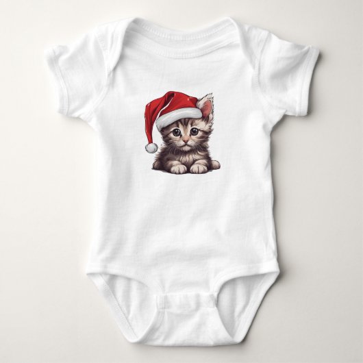 Kerstkitten w Santa Hat, Vakantie Kitty Cat Romper (Voorkant)