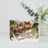 kerstkittens,  illustratie, briefkaart (Staand voorkant)