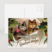 kerstkittens,  illustratie, briefkaart (Voorkant / Achterkant)