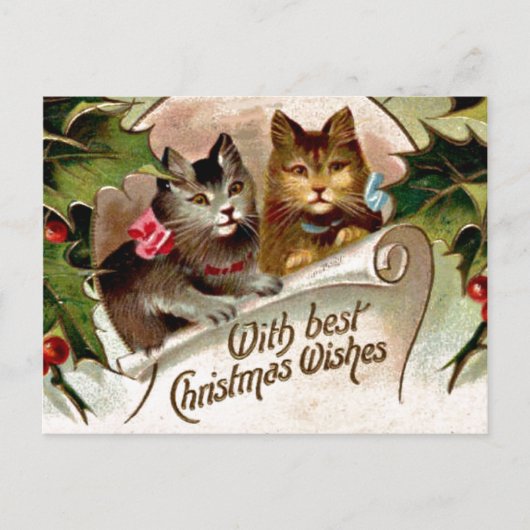 kerstkittens,  illustratie, briefkaart (Voorkant)