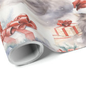 Kerstkittens met ingepakte cadeaus cadeaupapier (Rol Hoek)