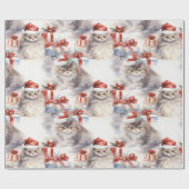 Kerstkittens met ingepakte cadeaus cadeaupapier (Vlak)