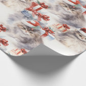 Kerstkittens met ingepakte cadeaus cadeaupapier (Hoek)