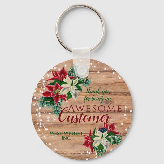 kerstklant bedankt Floral Rustic Sleutelhanger (Voorkant)