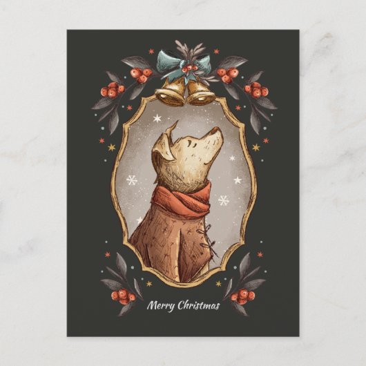 Kerstklassieke hond feestdagenkaart (Voorkant)