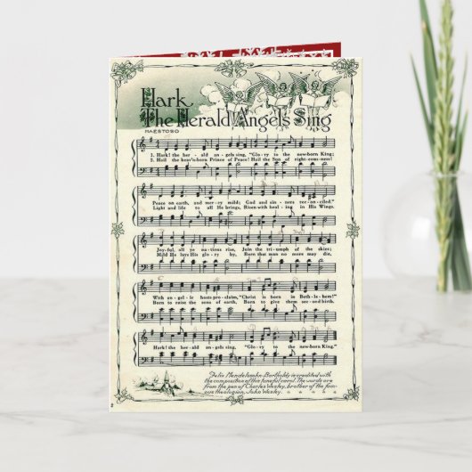 Kerstklassieker Hark the Herald Angels Sing Feestdagen Kaart (Voorkant)