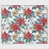 Kerstklassieker Poinsettia Cadeaupapier (Vlak)