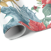 Kerstklassieker Poinsettia Cadeaupapier (Rol Hoek)