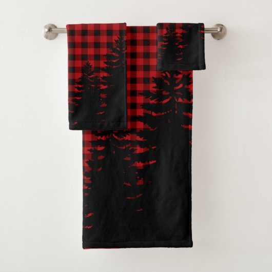 Kerstklassieker Red Plaid Christmas evergreens Bad Handdoek (Insitu)