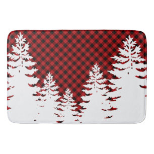 Kerstklassieker Red Plaid Christmas evergreens Badmat