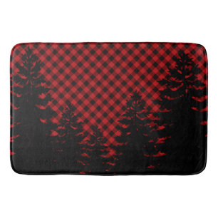Kerstklassieker Red Plaid Christmas evergreens Badmat