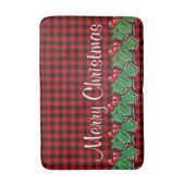 Kerstklassieker Red Plaid Holly bessen bladeren Badmat (Voorkant Verticaal)