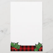 Kerstklassieker Red Plaid Holly bessen bladeren Briefpapier (Voorkant)