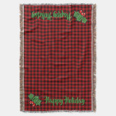 Kerstklassieker Red Plaid Holly bessen bladeren Deken (Voorkant Verticaal)