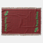 Kerstklassieker Red Plaid Holly bessen bladeren Deken (Voorkant)