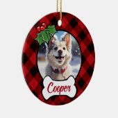 Kerstklassieker Red Plaid Holly bessen bladeren Keramisch Ornament (Rechts)