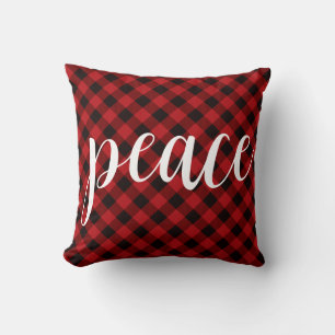 Kerstklassieker Red Plaid klassiek vredesscript Kussen