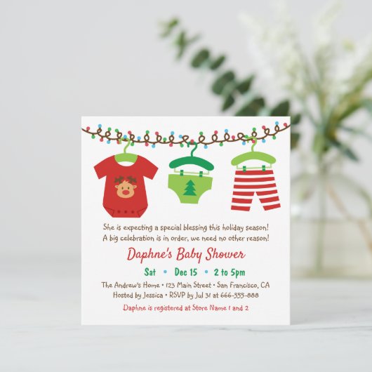 kerstkleden Baby shower feestdagen Kaart (Staand voorkant)