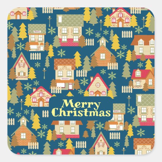 kerstkledij vierkante sticker (Voorkant)