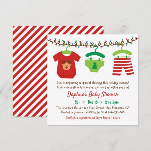 Kerstkleding Baby Shower Feest Uitnodigingen (Voorkant / Achterkant)