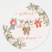 Kerstkleding Baby shower Ronde Sticker (Voorkant)