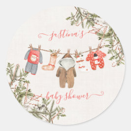 Kerstkleding Baby shower Ronde Sticker