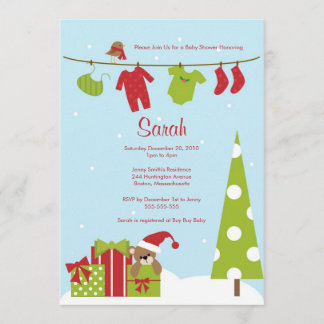 Kerstkleding Baby shower uitnodigen Kaart
