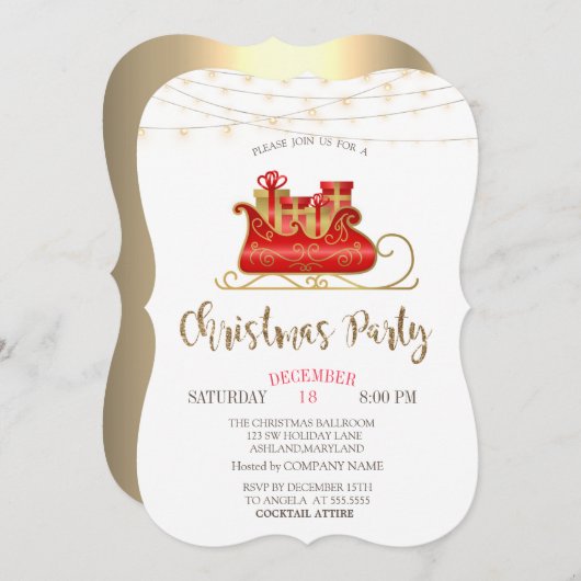 kerstkleding, lichtGold kerstmis Kaart (Voorkant / Achterkant)