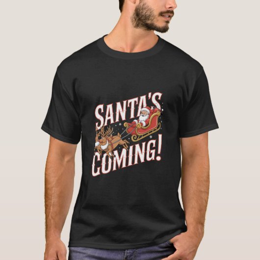 Kerstkleding met kerstman en rendier t-shirt (Voorkant)