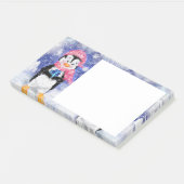 Kerstkleernoot Kleine pinguïn met cadeau Post-it® Notes (Schuin)